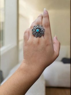 Elegant Flower Design Ring | Silver Plated Adjustable Ring for Daily Wear