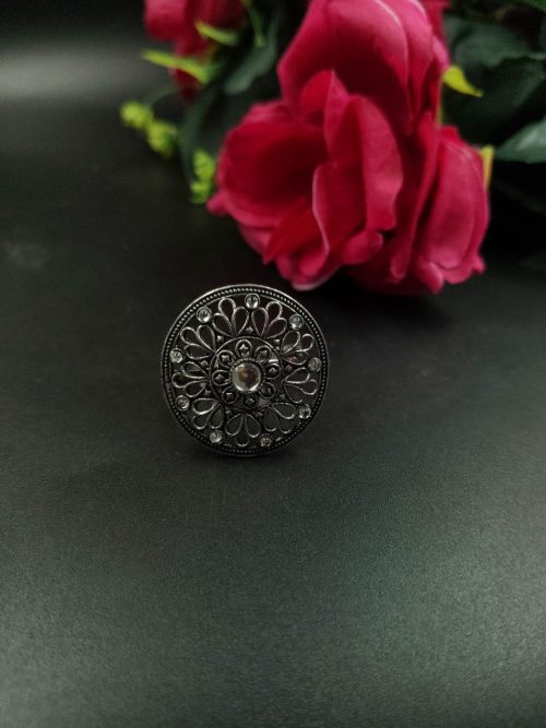 Classic Round Shape Silver Plated Ring | Daily Wear Jewelry - Image 2