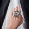 Oxidized Ganesha Silver Plated Ring | Festival Wear Adjustable German Silver Ring