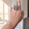 Adjustable Bird Design Ring | Silver Plated Oxidized Jewelry for Women