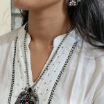 Traditional Best Hand Painted Peacock Necklace Set | Silver Plated Ethnic Jewelry with Stone Work