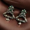 German silver peacock stud earrings with pearl and stone detailing