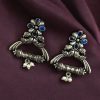 German silver peacock stud earrings with pearl and stone detailing