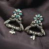 German silver peacock stud earrings with pearl and stone detailing
