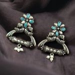 Handmade Peacock Stud Earrings | German Silver Stone & Pearl Work with Best Traditional Look Jewelry