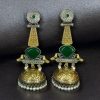 Two-tone oxidized bird jhumka earrings with Monalisa stone and pearl drop