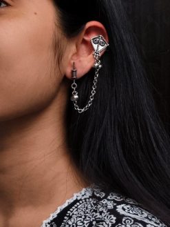 Traditional Best Kite Design Earcuff | Silver Plated Oxidized Jewelry for Women