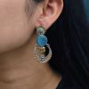 Affordable Bird Design Two-Tone Jhumka Earrings | Oxidized Monalisa Stone & Pearl Work Dangler Jewelry for Party Wear