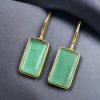 Gold plated geometric hook earrings with Monalisa stone for casual wear