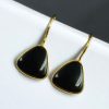 Lightweight gold plated triangle hook earrings with Monalisa stone for daily wear