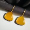 Lightweight gold plated triangle hook earrings with Monalisa stone for daily wear