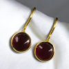 Gold plated circle dangler hook earrings with stone for casual wear