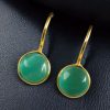 Gold plated circle dangler hook earrings with stone for casual wear