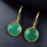 Gold Plated Circle Dangler Hook Earrings with Stone – Stylish & Perfect For Casual Wear Jewelry - "Mint"