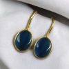 Gold plated geometric stone hook earrings for daily wear