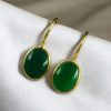 Gold plated geometric stone hook earrings for daily wear
