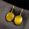 Gold plated geometric stone hook earrings for daily wear