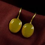 Stylish Handmade Gold Plated Earrings with Monalisa Stone – Best Hook Design for Everyday Use - "Yellow"