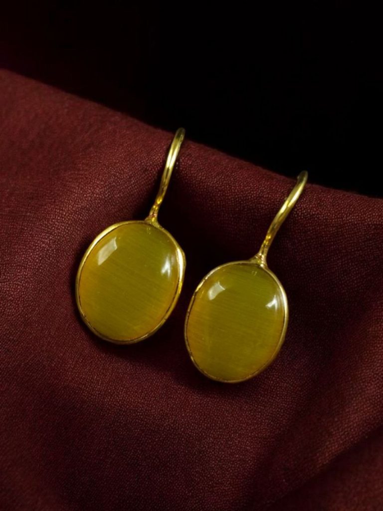 Bulk 876 Stylish Handmade Gold Plated Earrings with Monalisa Stone – Best Hook Design for Everyday Use - "Yellow"