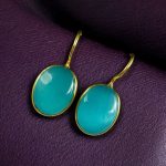 Stylish Handmade Gold Plated Earrings with Monalisa Stone – Best Hook Design for Everyday Use - "Aqua"