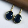 Handmade gold plated hook earrings with Monalisa stone for daily wear.