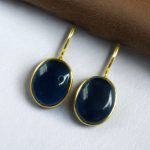 Stylish Handmade Gold Plated Earrings with Monalisa Stone – Best Hook Design for Everyday Use - "Blue"