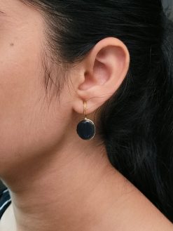 Handmade gold plated earrings with Monalisa stone for daily wear.
