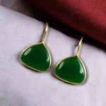 Affordable Triangle Shape Earrings – Gold Plated Design for Everyday Casual Wear - "Green"