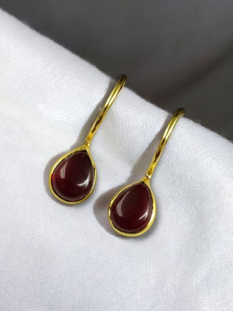 Bulk 866 Premium Gold Plated Drop Shape Earrings | Stone Work Hook Dangler Best Gift for Girls - "Red"