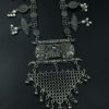 Matt black polish German silver long necklace with adjustable thread