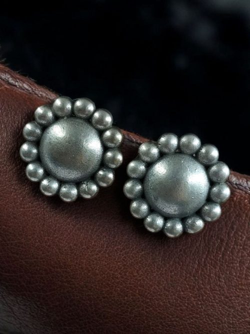 Oxidized silver plated flower earrings for daily wear women’s jewelry.