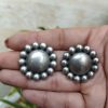 Oxidized silver plated flower earrings for daily wear women’s jewelry.