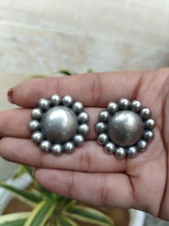 Oxidized silver plated flower earrings for daily wear women’s jewelry.