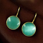 Gold Plated Monalisa Stone Round Shape Earrings | Perfect Casual Wear Jewelry for Women - "Mint"