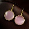 Gold plated round shape earrings Monalisa stone earrings for women