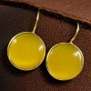 Stylish circle gold plated earring Monalisa stone for daily wear.