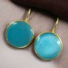 Stylish circle gold plated earring Monalisa stone for daily wear.