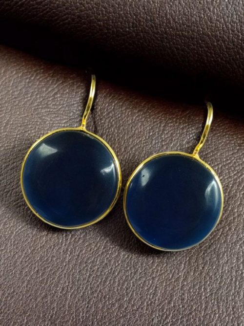Stylish circle gold plated earring Monalisa stone for daily wear.