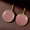 Stylish circle gold plated earring Monalisa stone for daily wear.