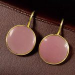 Stylish Circle Gold Plated Earring | Monalisa Stone Daily Wear Best Jewelry for Women - "Baby Pink"