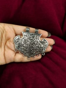 DIY Floral Art Pendant in German Silver | Jewelry Making Raw Material for Crafters