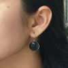 Gold plated round Monalisa stone earrings for women