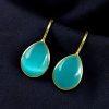 Gold-plated ethnic drop shape dangler earrings with hook style
