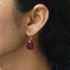 Gold-plated ethnic drop shape earrings with hook style