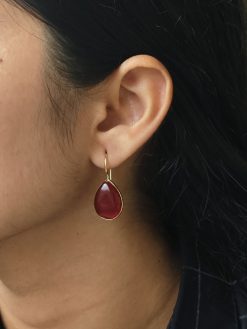 Gold-plated ethnic drop shape earrings with hook style