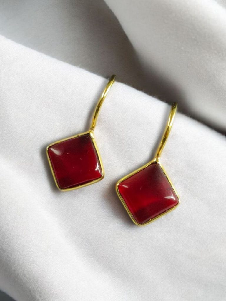 Bulk 768 Traditional Unique Dangler Earrings | Gold Plated Hook Style Design - "Red"