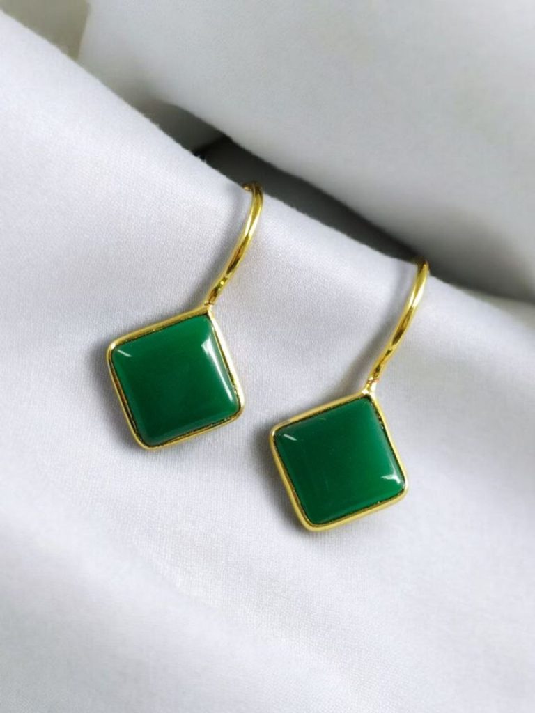 Bulk 778 Traditional Unique Dangler Earrings | Gold Plated Hook Style Design - "Green"