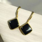 Traditional Unique Dangler Earrings | Gold Plated Hook Style Design - "Black"