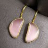 Gold plated half circle earrings with Monalisa stone and hook design