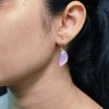 Designer Gold Plated Half Circle Earrings with Monalisa Stone | Best Hook Style Jewelry